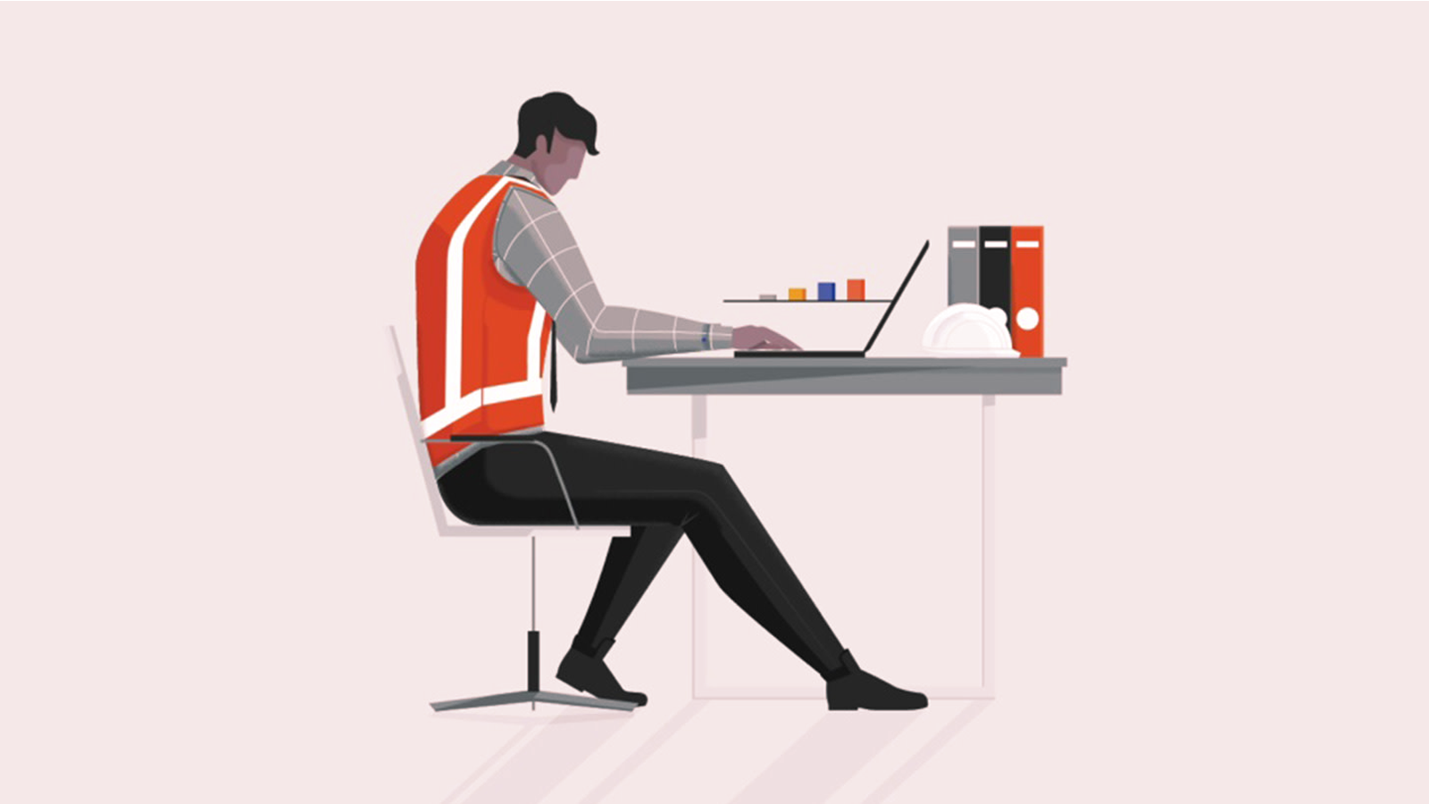 graphic of a contractor working from his desk